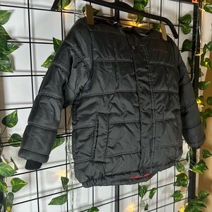 Calvin Klein Jeans Black/Red Fleece Lined Puffer Jacket w/ Hood Size 2T (Boy)